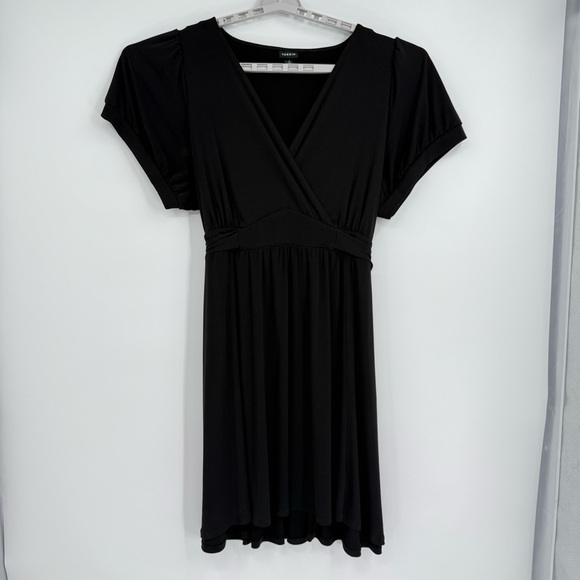 Torrid Mini Dress Jersey Studio Knit Black Womens Plus Size 4X Surplice - Picture 8 of 11